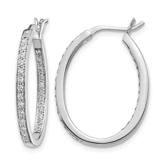 14k White Gold 1/2 Ct. Lab Grown Diamond VS/SI+ G+ In and Out Hoop Earrings