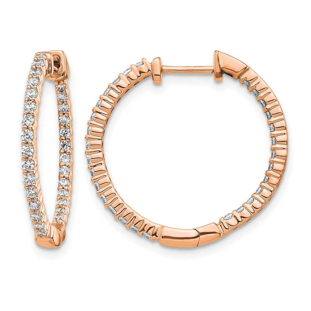 14k Rose Gold 5/8 Ct. Lab Grown Diamond VS/SI+ G+ In and Out Hoop Earrings