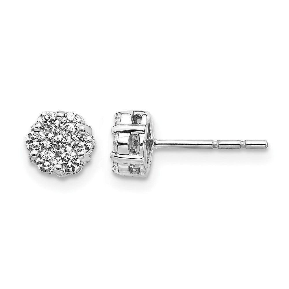 14k White Gold 1/2 Ct. Lab Grown Diamond VS/SI+ G+ Cluster Post Earrings