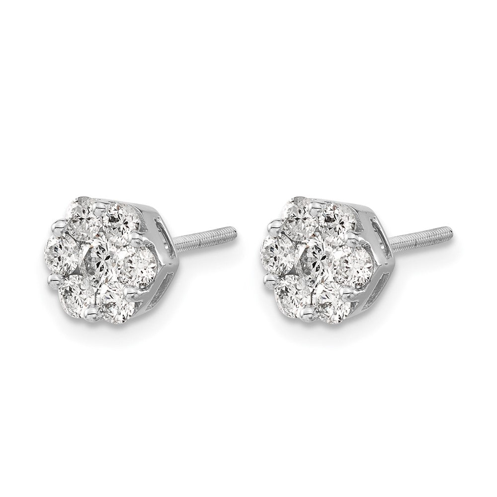14k White Gold 1 1/10 Ct. Lab Grown Diamond VS/SI+ G+ Screwback Cluster Post Earrings