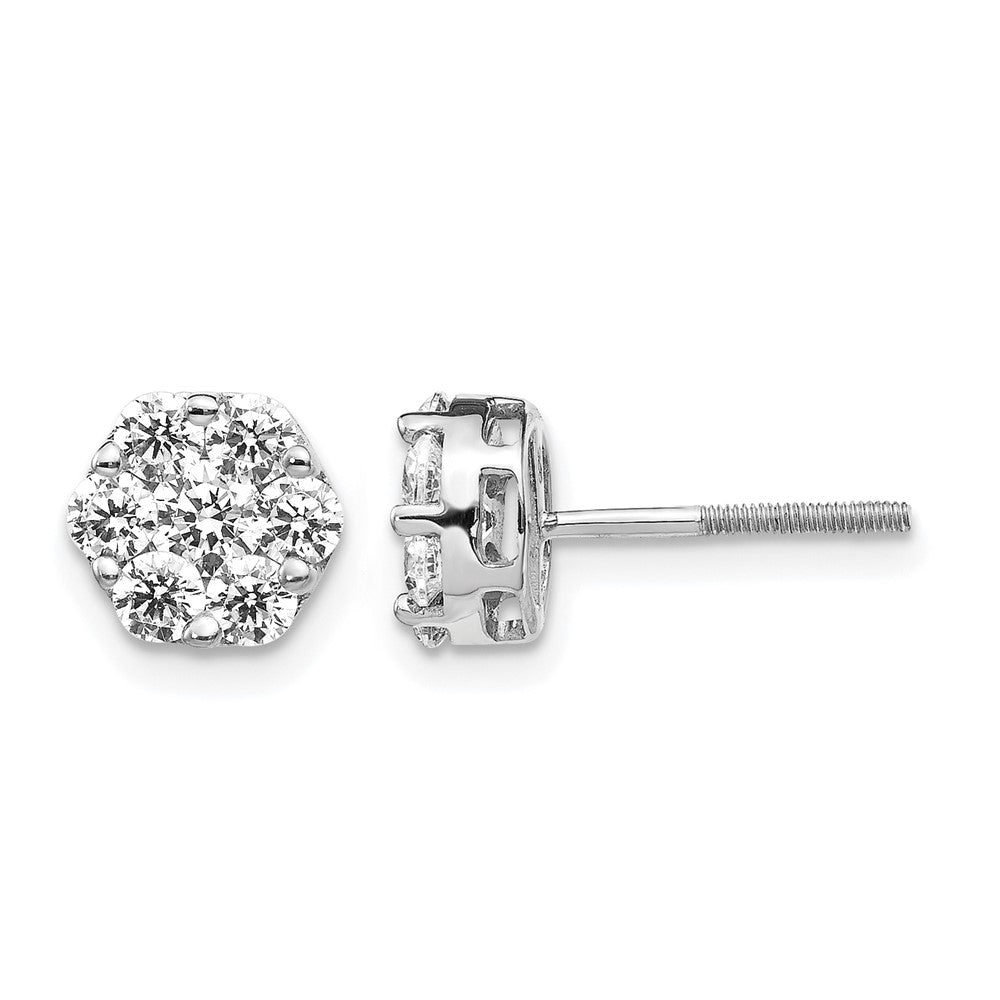 14k White Gold 1 1/10 Ct. Lab Grown Diamond VS/SI+ G+ Screwback Cluster Post Earrings