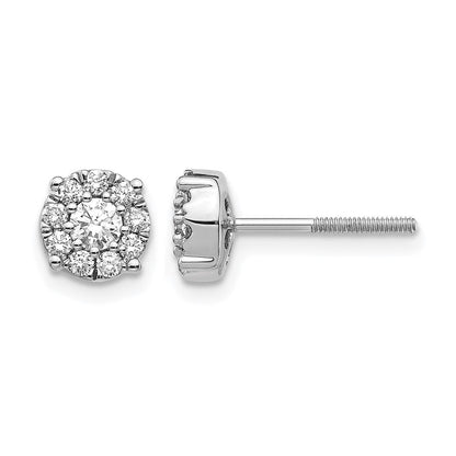 14k White Gold 1/2 Ct. Lab Grown Diamond VS/SI+ G+ Cluster Screwback Post Earrings