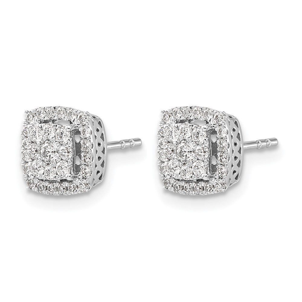 14k White Gold 1/2 Ct. Lab Grown Diamond VS/SI+ G+ Double Halo Post Earrings