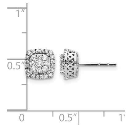 14k White Gold 1/2 Ct. Lab Grown Diamond VS/SI+ G+ Double Halo Post Earrings