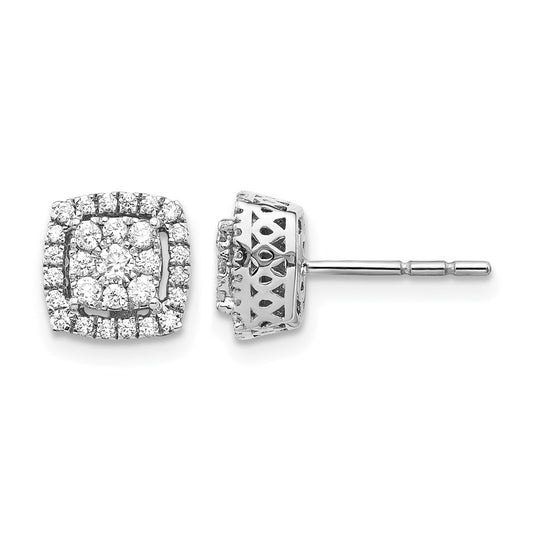 14k White Gold 1/2 Ct. Lab Grown Diamond VS/SI+ G+ Double Halo Post Earrings