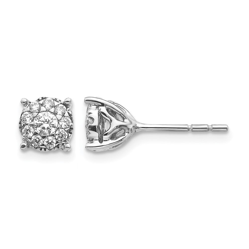14k White Gold 1 Ct. Lab Grown Diamond VS/SI+ G+ Halo Post Earrings