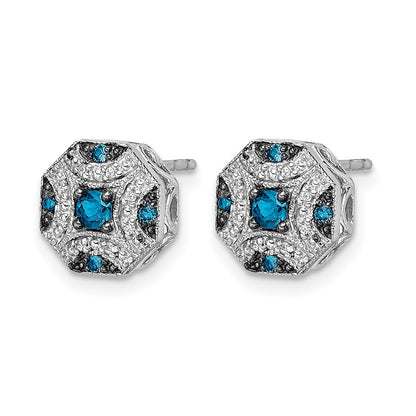 14K White Gold Fancy And Blue Diamond Post Earrings