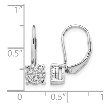 14K White Gold 1/6 Carat Lab Grown Diamond Vs/Si+ G+ Complete Cluster Drop Leverback Earrings