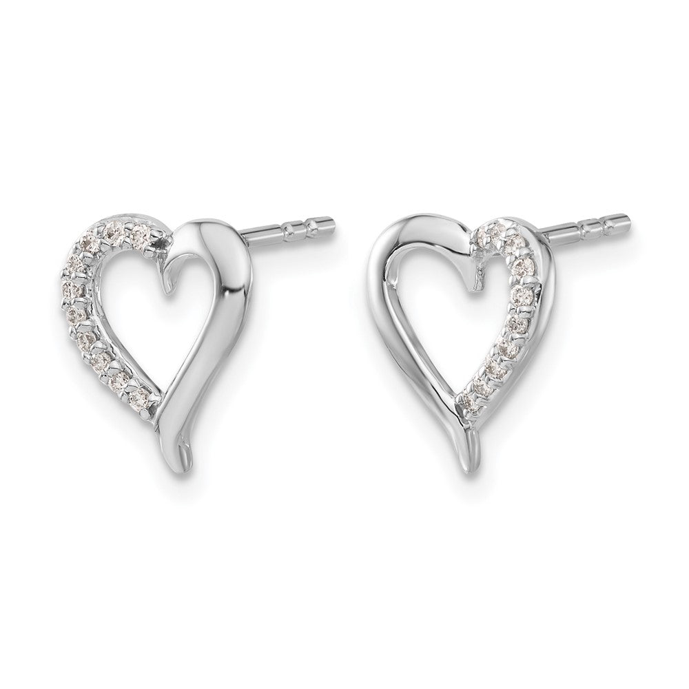 14k White Gold 1/10 Ct. Lab Grown Diamond VS/SI+ G+ Heart Post Earrings