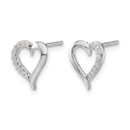 14k White Gold 1/10 Ct. Lab Grown Diamond VS/SI+ G+ Heart Post Earrings