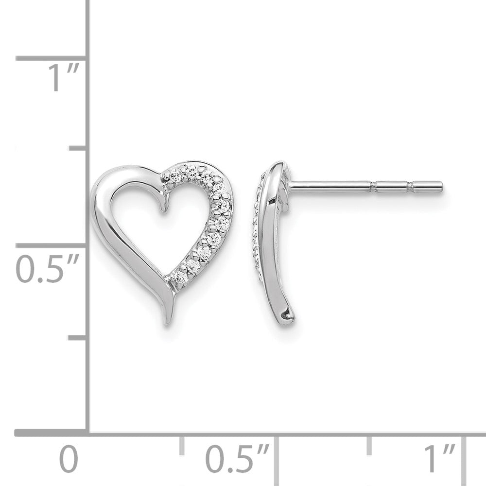 14k White Gold 1/10 Ct. Lab Grown Diamond VS/SI+ G+ Heart Post Earrings