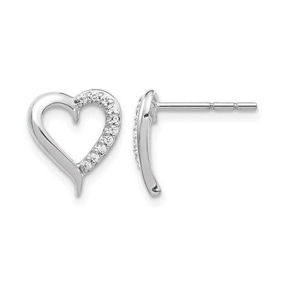 14k White Gold 1/10 Ct. Lab Grown Diamond VS/SI+ G+ Heart Post Earrings