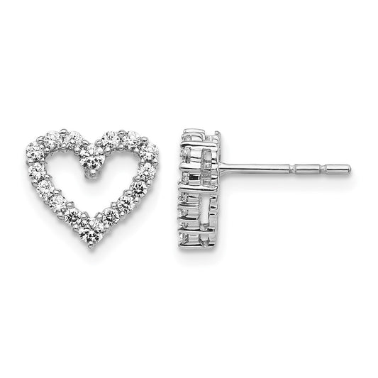 10k White Gold 1/2 Ct. Lab Grown Diamond VS/SI+ G+ Heart Post Earrings