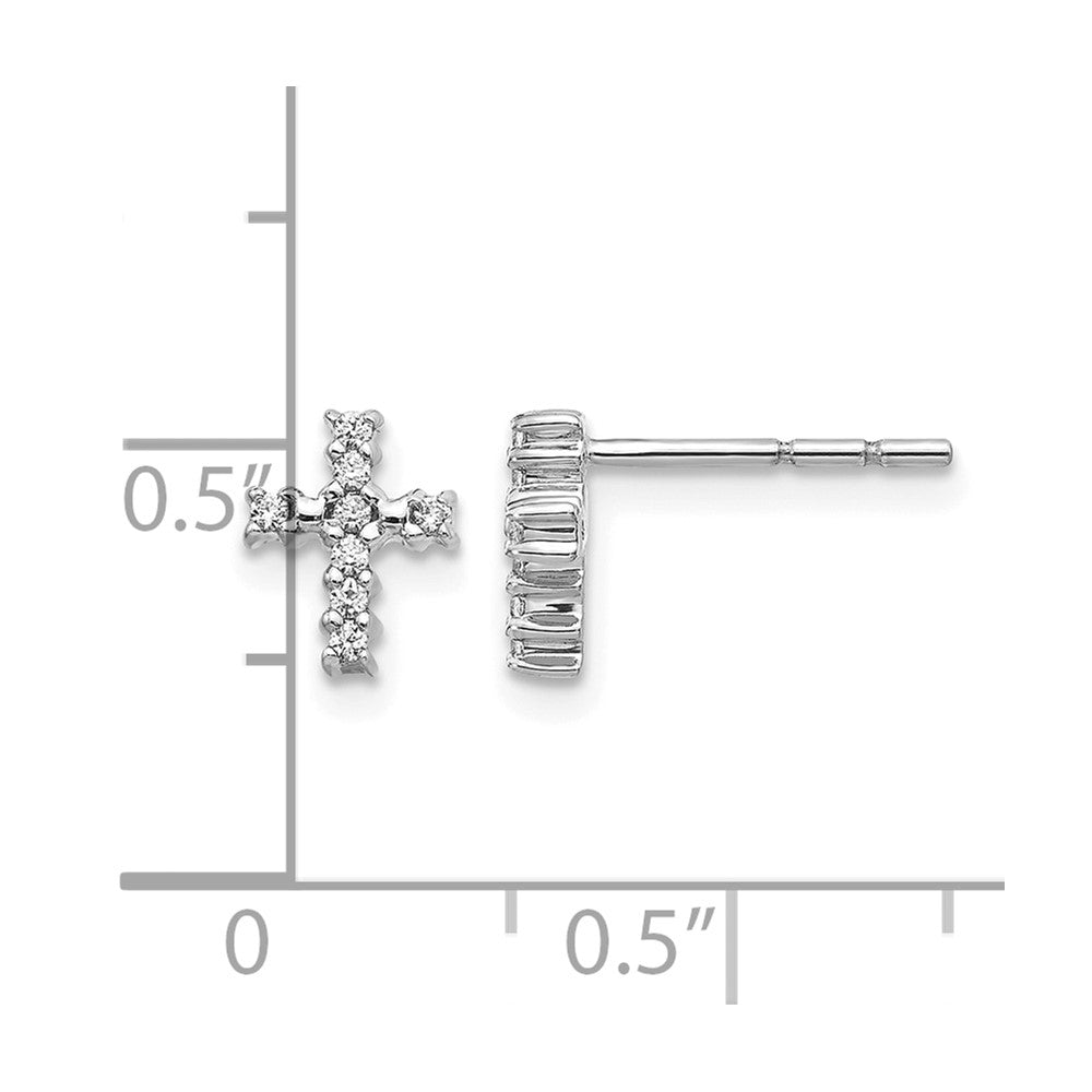 10K White Gold Polished Diamond Cross Post Earrings