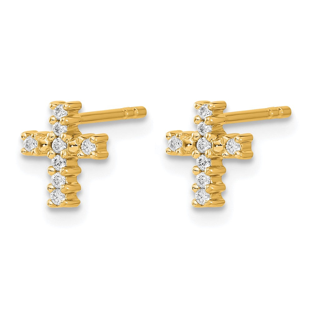 14k Yellow Gold 1/10 Ct. Lab Grown Diamond VS/SI+ G+ Cross Post Earrings