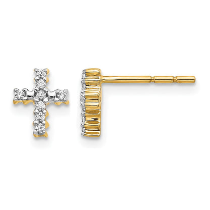14k Yellow Gold 1/10 Ct. Lab Grown Diamond VS/SI+ G+ Cross Post Earrings