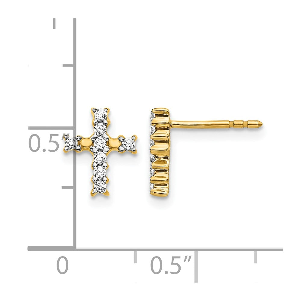 14k Yellow Gold 1/5 Ct. Lab Grown Diamond VS/SI+ G+ Cross Post Earrings