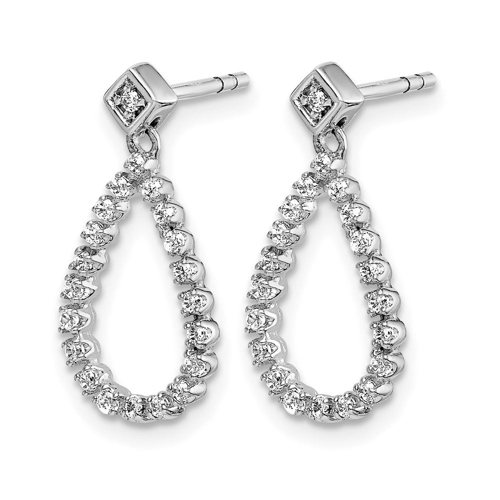 14k White Gold 1/4 Ct. Lab Grown Diamond VS/SI+ G+ Complete Dangle Teardrop Post Earrings