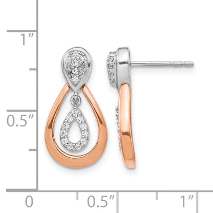 14K Two-Tone Lab Grown VS/SI FGH Diamond Post Dangle Earrings