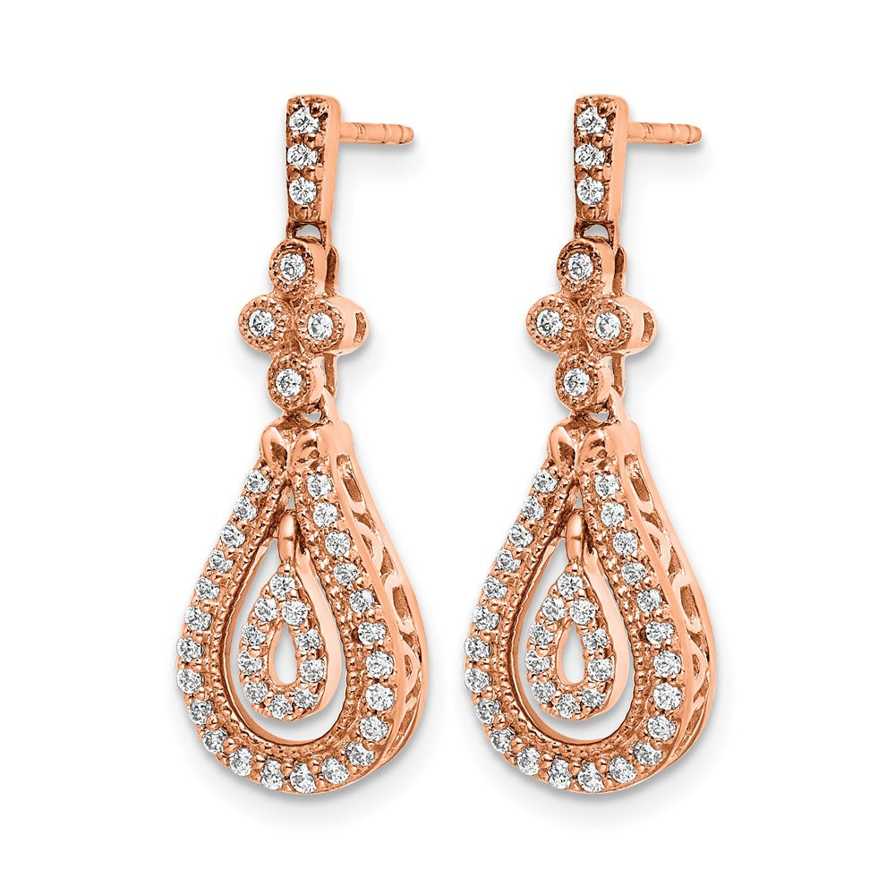 14K Rose Gold Lab Grown VS/SI+ G+ Diamond Post Dangle Earrings