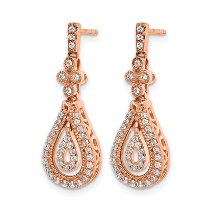 14K Rose Gold Lab Grown VS/SI+ G+ Diamond Post Dangle Earrings