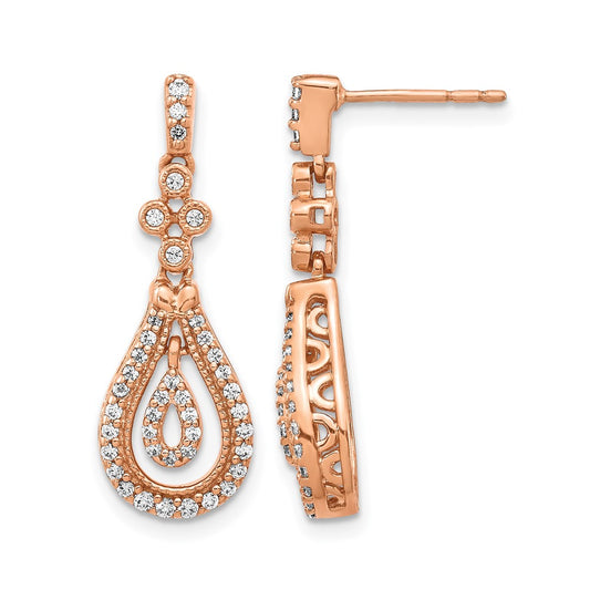 14K Rose Gold Lab Grown VS/SI+ G+ Diamond Post Dangle Earrings