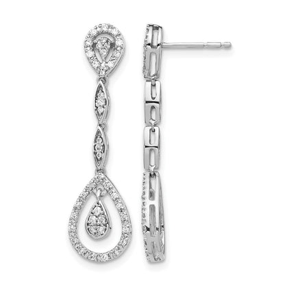 14k White Gold 1/3 Ct. Lab Grown Diamond VS/SI+ G+ Dangle Teardrop Post Earrings