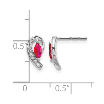 10K White Gold Diamond And Ruby Earrings