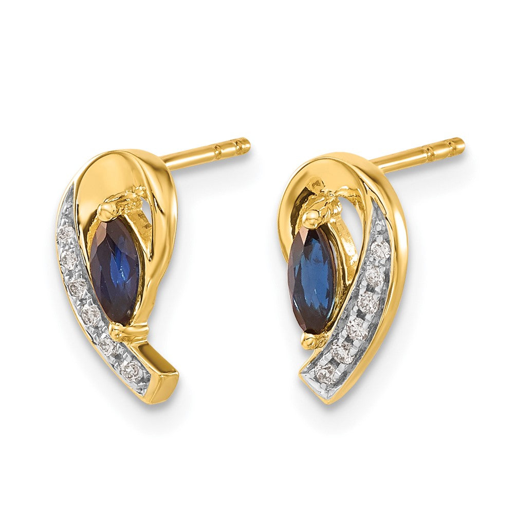 10K Yellow Gold Diamond And Sapphire Earrings
