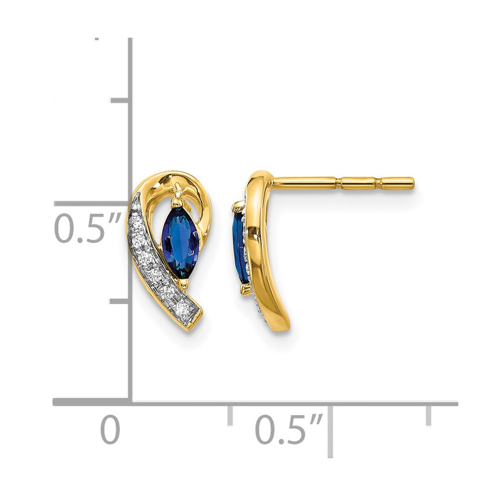 10K Yellow Gold Diamond And Sapphire Earrings