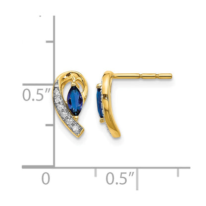 10K Yellow Gold Diamond And Sapphire Earrings