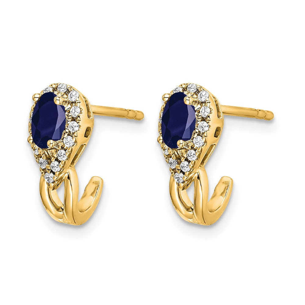 10K Yellow Gold Diamond And Sapphire Earrings