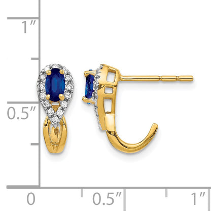 10K Yellow Gold Diamond And Sapphire Earrings