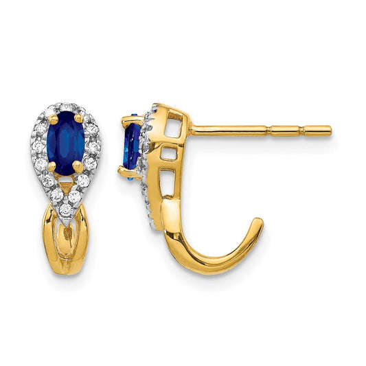 10K Yellow Gold Diamond And Sapphire Earrings