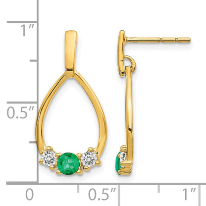 10k Yellow Gold 1/3 Ct. Lab Grown Diamond VS/SI+ G+ and Created Emerald Dangle Post Earrings