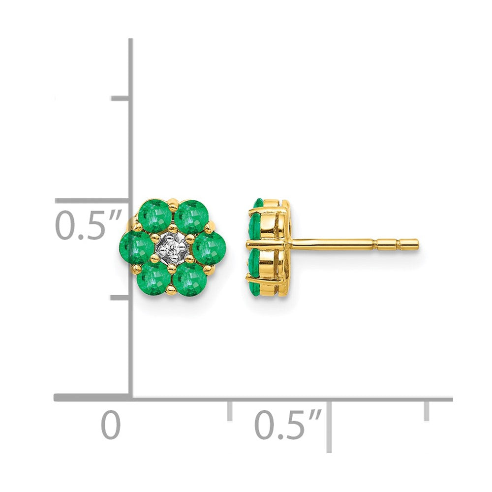 10K Yellow W/Rhodium And Rhodium Emerald Diamond Post Earrings