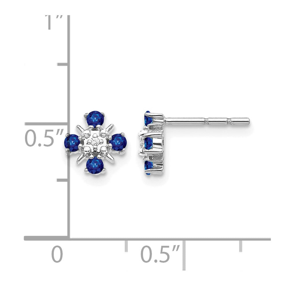 14k White Gold .01 Ct. Lab Grown Diamond VS/SI+ G+ and Created Sapphire Post Earrings