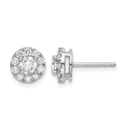 14k White Gold 1 Ct. Lab Grown Diamond VS/SI+ G+ Round Halo Post Earrings