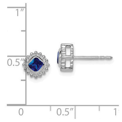 10K White Gold Cushion Sapphire Earrings