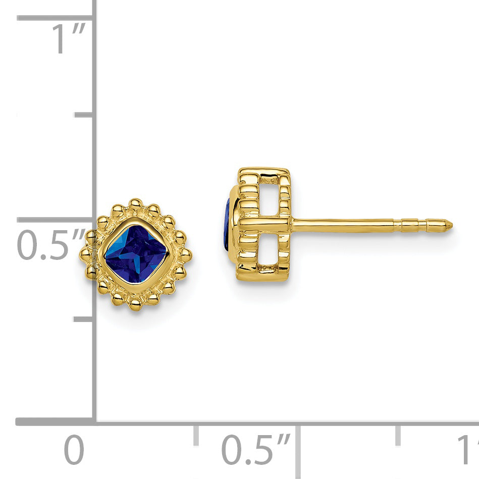10K Yellow Gold Cushion Sapphire Earrings