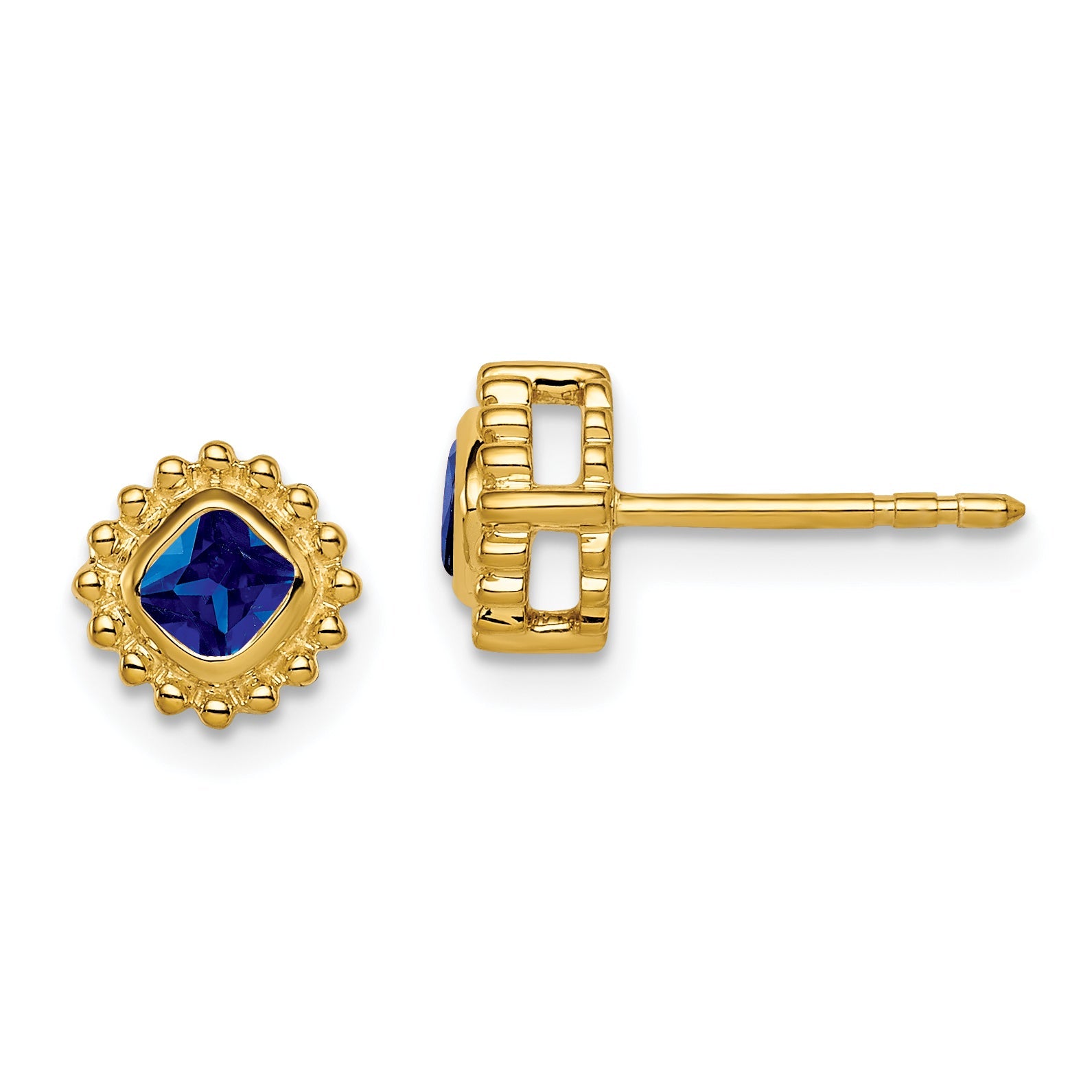 10K Yellow Gold Cushion Sapphire Earrings