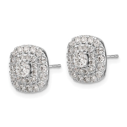 14k White Gold 1 1/2 Ct. Lab Grown Diamond VS/SI+ G+ Double Halo Post Earrings