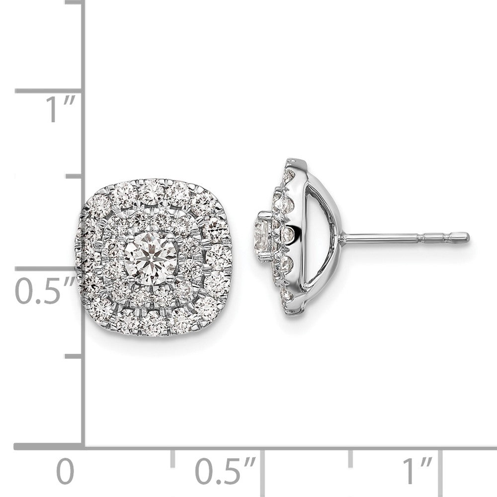14k White Gold 1 1/2 Ct. Lab Grown Diamond VS/SI+ G+ Double Halo Post Earrings