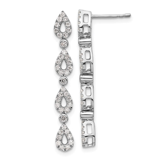 14k White Gold 3/4 Ct. Lab Grown Diamond VS/SI+ G+ Dangle Teardrop Post Earrings