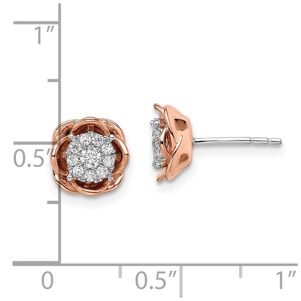 14k Two-Tone 1/4 Ct. Lab Grown Diamond VS/SI+ G+ Cluster Flower Post Earrings