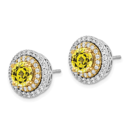 14K Two-Tone Lab Grown VS/SI+ G+ Diamond & Created Yellow Sapphire Earrings