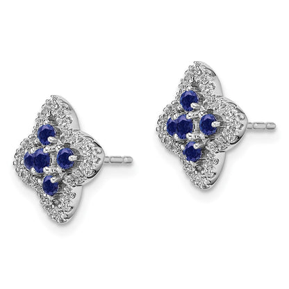 14k White Gold 1/3 Ct. Lab Grown Diamond VS/SI+ G+ and Created Sapphire Fashion Post Earrings