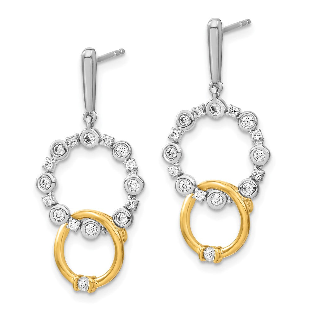 14k Two-tone 3/8 Ct. Lab Grown Diamond VS/SI+ G+ Fancy Circle Drop Post Dangle Earrings