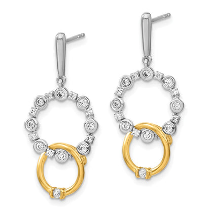 14k Two-tone 3/8 Ct. Lab Grown Diamond VS/SI+ G+ Fancy Circle Drop Post Dangle Earrings