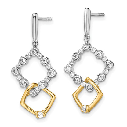 14k Two-tone 3/8 Ct. Lab Grown Diamond VS/SI+ G+ Fancy Square Drop Post Dangle Earrings